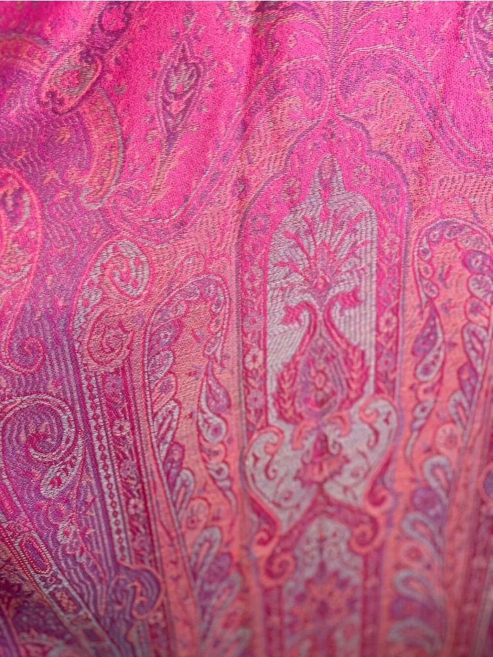 Colorful Floral Tassel Wrap Pink Scarf Paisley Shawl‎ Boho Indie Preppy Resort